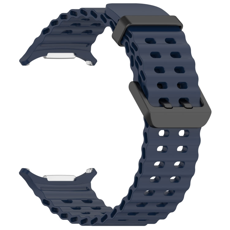 For Samsung Galaxy Watch Ultra 47mm Ocean Hole Dual Buckle Silicone Watch Band(Dark Blue) by bashfashion