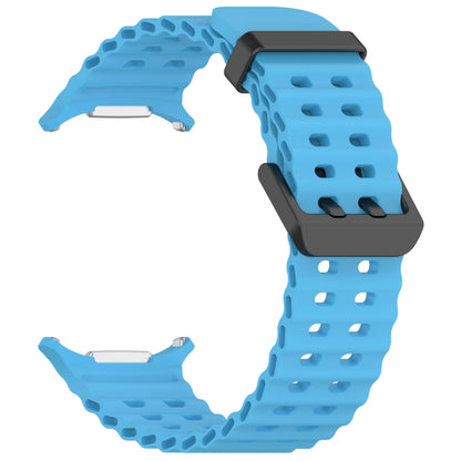 For Samsung Galaxy Watch Ultra 47mm Ocean Hole Dual Buckle Silicone Watch Band(Sky Blue) by bashfashion