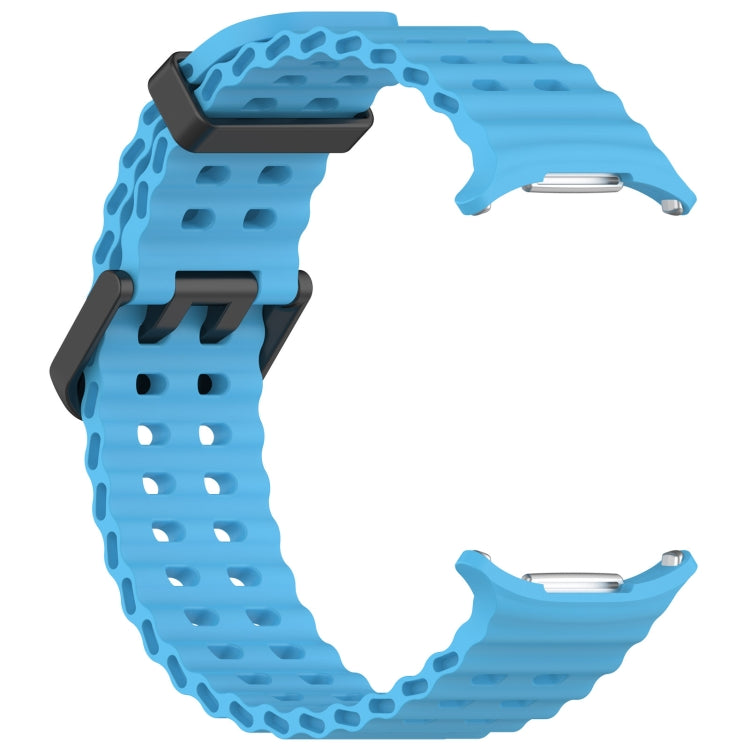 For Samsung Galaxy Watch Ultra 47mm Ocean Hole Dual Buckle Silicone Watch Band(Sky Blue) by bashfashion