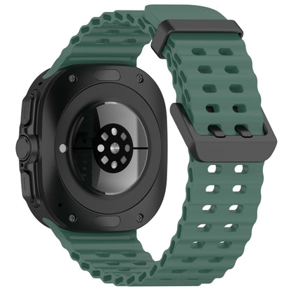For Samsung Galaxy Watch Ultra 47mm Ocean Hole Dual Buckle Silicone Watch Band(Dark Green) by bashfashion