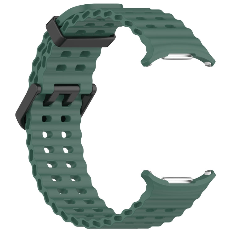 For Samsung Galaxy Watch Ultra 47mm Ocean Hole Dual Buckle Silicone Watch Band(Dark Green) by bashfashion
