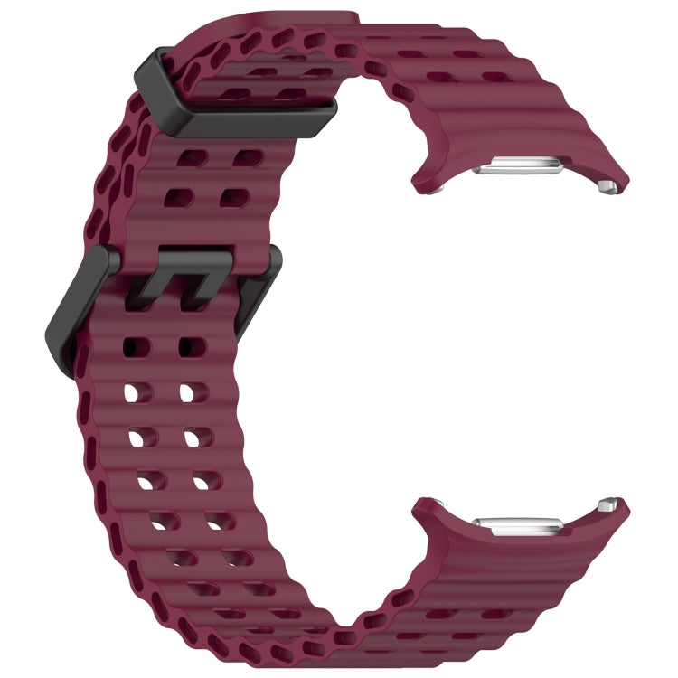 For Samsung Galaxy Watch Ultra 47mm Ocean Hole Dual Buckle Silicone Watch Band(Wine Red) by bashfashion