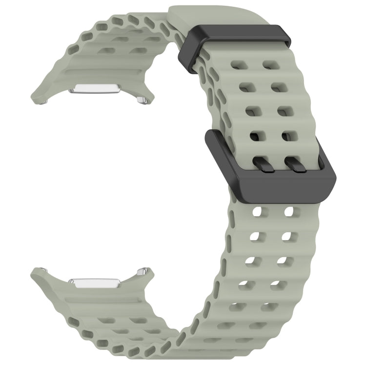 For Samsung Galaxy Watch Ultra 47mm Ocean Hole Dual Buckle Silicone Watch Band(Gray Green) by bashfashion