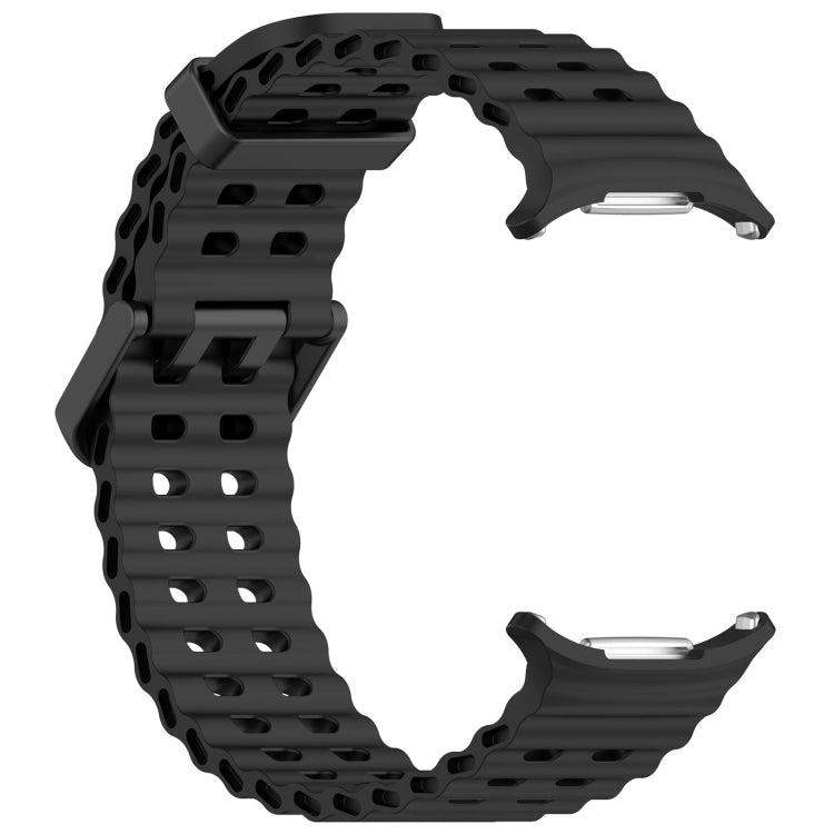 For Samsung Galaxy Watch Ultra 47mm Ocean Hole Dual Buckle Silicone Watch Band(Black) by bashfashion