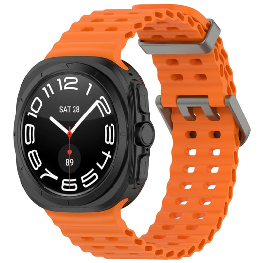 For Samsung Galaxy Watch Ultra 47mm Ocean Hole Dual Buckle Silicone Watch Band(Orange) by bashfashion
