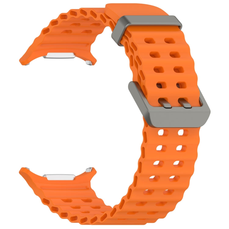 For Samsung Galaxy Watch Ultra 47mm Ocean Hole Dual Buckle Silicone Watch Band(Orange) by bashfashion