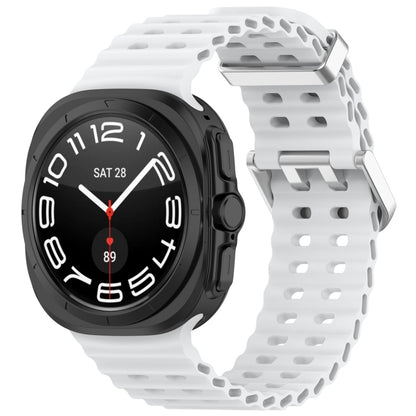For Samsung Galaxy Watch Ultra 47mm Ocean Hole Dual Buckle Silicone Watch Band(White) by bashfashion
