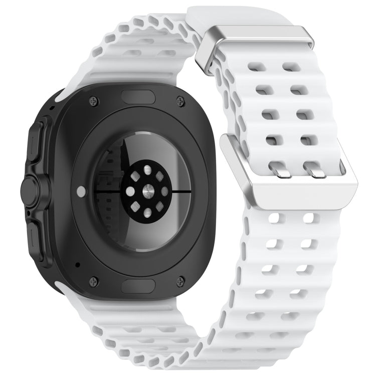 For Samsung Galaxy Watch Ultra 47mm Ocean Hole Dual Buckle Silicone Watch Band(White) by bashfashion