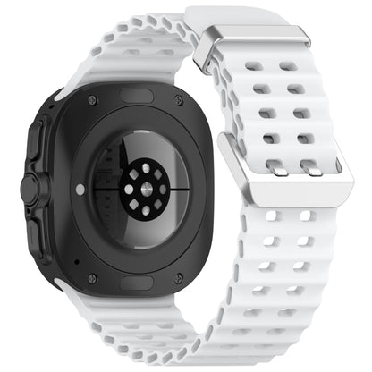 For Samsung Galaxy Watch Ultra 47mm Ocean Hole Dual Buckle Silicone Watch Band(White) by bashfashion