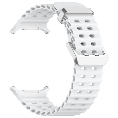 For Samsung Galaxy Watch Ultra 47mm Ocean Hole Dual Buckle Silicone Watch Band(White) by bashfashion