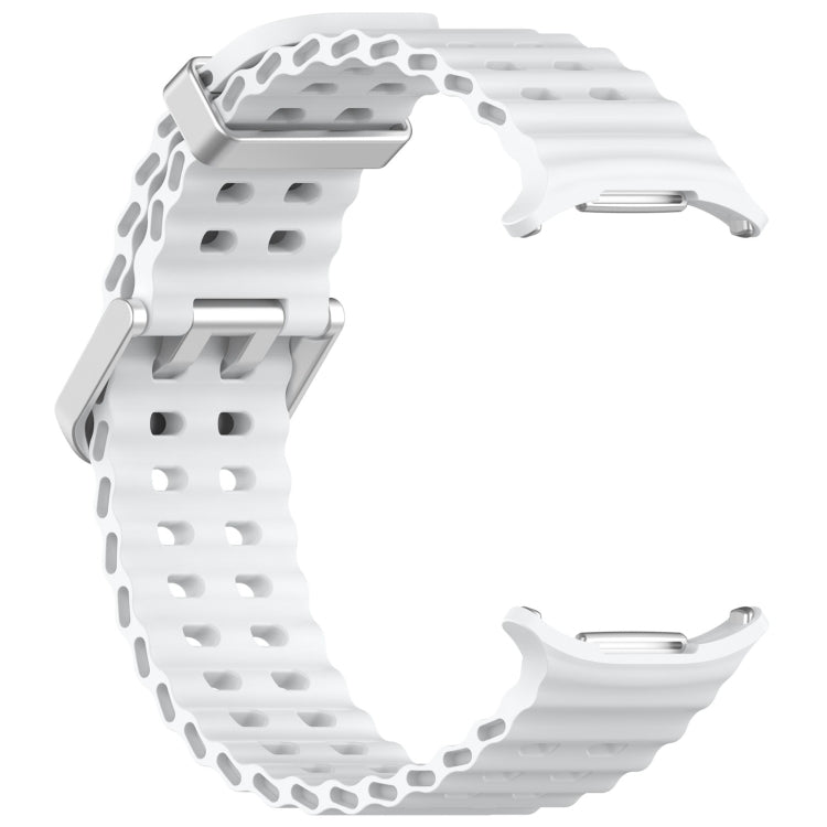 For Samsung Galaxy Watch Ultra 47mm Ocean Hole Dual Buckle Silicone Watch Band(White) by bashfashion