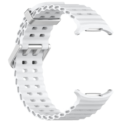 For Samsung Galaxy Watch Ultra 47mm Ocean Hole Dual Buckle Silicone Watch Band(White) by bashfashion