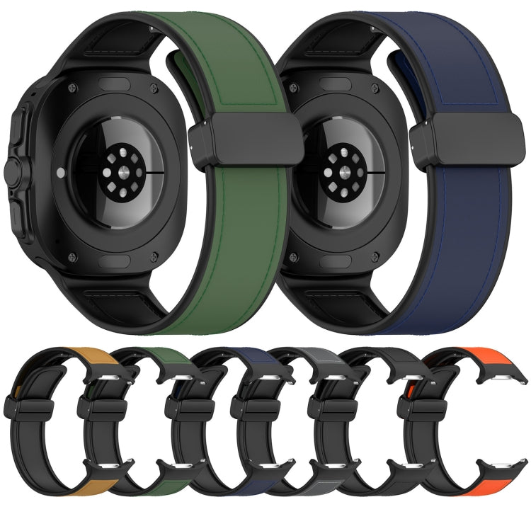 For Samsung Galaxy Watch Ultra 47mm Magnetic Folding Buckle Silicone Leather Watch Band(Dark Blue) by bashfashion