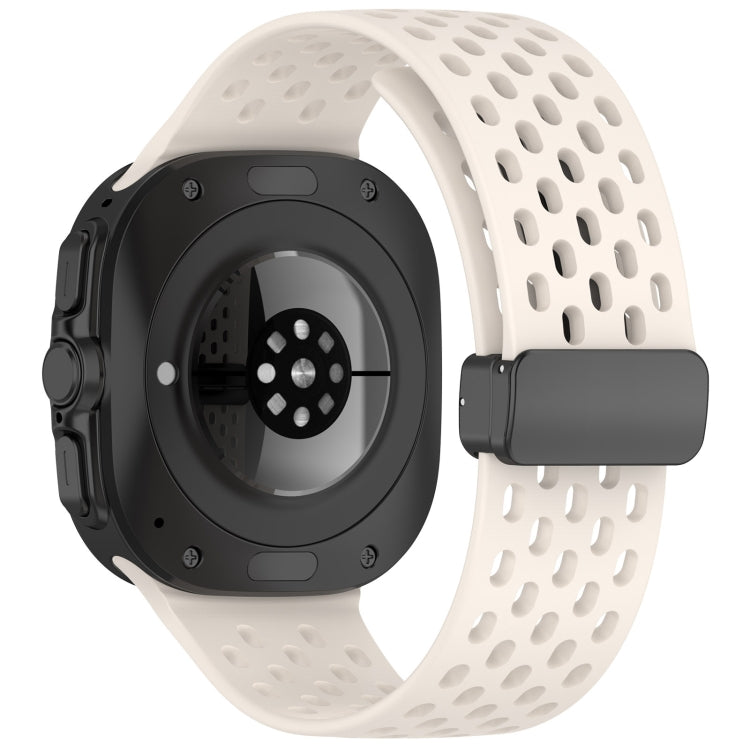 For Samsung Galaxy Watch Ultra 47mm Hole Style Magnetic Folding Buckle Silicone Watch Band(Starlight) by bashfashion