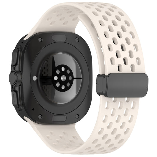 For Samsung Galaxy Watch Ultra 47mm Hole Style Magnetic Folding Buckle Silicone Watch Band(Starlight) by bashfashion