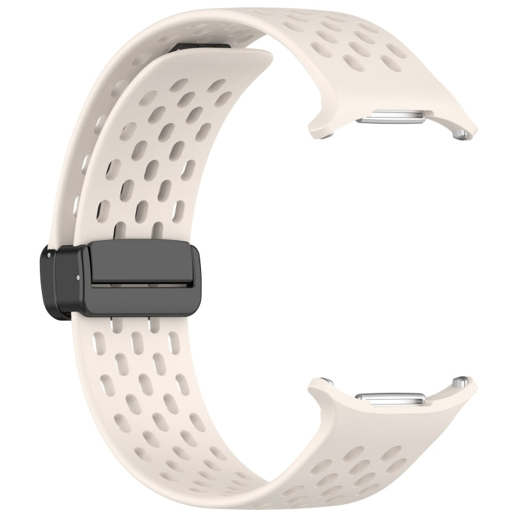 For Samsung Galaxy Watch Ultra 47mm Hole Style Magnetic Folding Buckle Silicone Watch Band(Starlight) by bashfashion