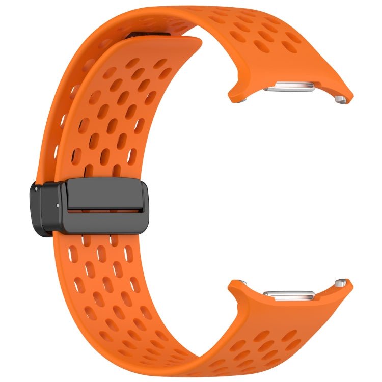 For Samsung Galaxy Watch Ultra 47mm Hole Style Magnetic Folding Buckle Silicone Watch Band(Orange) by bashfashion