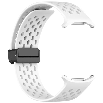 For Samsung Galaxy Watch Ultra 47mm Hole Style Magnetic Folding Buckle Silicone Watch Band(White) by bashfashion
