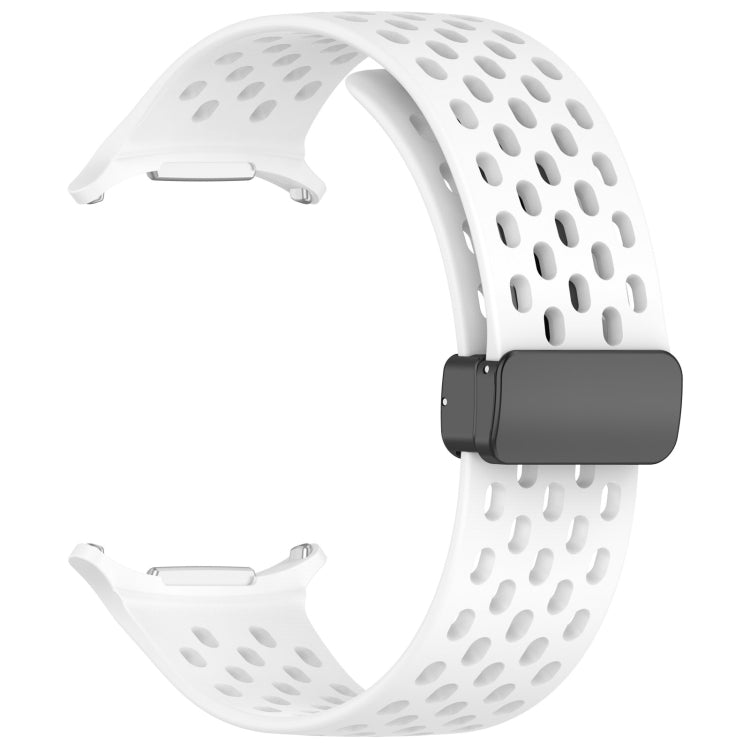 For Samsung Galaxy Watch Ultra 47mm Hole Style Magnetic Folding Buckle Silicone Watch Band(White) by bashfashion