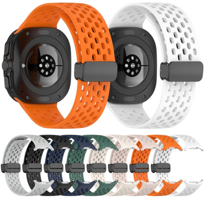 For Samsung Galaxy Watch Ultra 47mm Hole Style Magnetic Folding Buckle Silicone Watch Band(Pink) by bashfashion