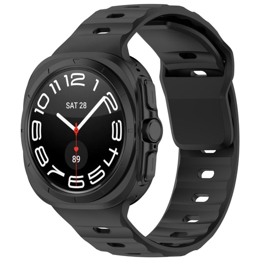 For Samsung Galaxy Watch Ultra 47mm Solid Color Reverse Buckle Silicone Watch Band(Black) by bashfashion