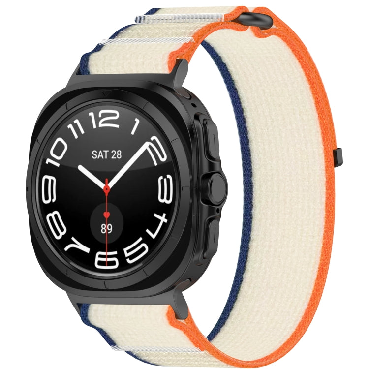 For Samsung Galaxy Watch Ultra 47mm Hook and Loop Fastener Loop Nylon Watch Band(Orange+Beige) by bashfashion