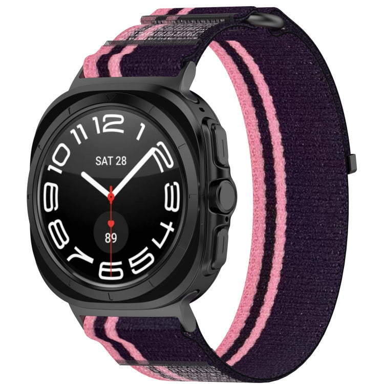 For Samsung Galaxy Watch Ultra 47mm Hook and Loop Fastener Loop Nylon Watch Band(Pink+Purple) by bashfashion