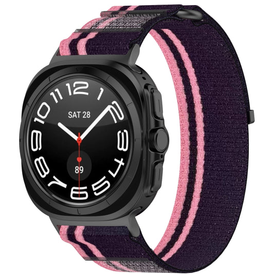 For Samsung Galaxy Watch Ultra 47mm Hook and Loop Fastener Loop Nylon Watch Band(Pink+Purple) by bashfashion