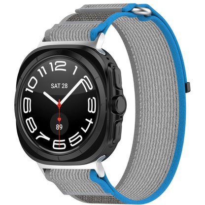 For Samsung Galaxy Watch Ultra 47mm Hook and Loop Fastener Loop Nylon Watch Band(Blue+Gray) by bashfashion