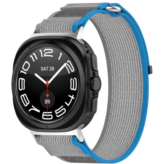 For Samsung Galaxy Watch Ultra 47mm Hook and Loop Fastener Loop Nylon Watch Band(Blue+Gray) by bashfashion