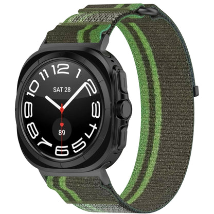 For Samsung Galaxy Watch Ultra 47mm Hook and Loop Fastener Loop Nylon Watch Band(Dark Green) by bashfashion