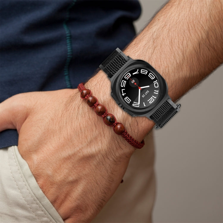 For Samsung Galaxy Watch Ultra 47mm Hook and Loop Fastener Loop Nylon Watch Band(Orange+Beige) by bashfashion