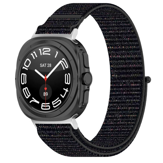 For Samsung Galaxy Watch Ultra 47mm Loop Nylon Hook and Loop Fastener Watch Band(Black) by bashfashion