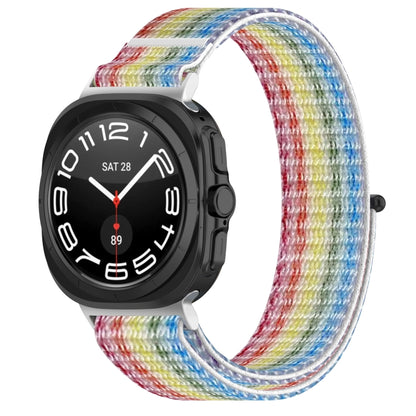 For Samsung Galaxy Watch Ultra 47mm Loop Nylon Hook and Loop Fastener Watch Band(Rainbow) by bashfashion