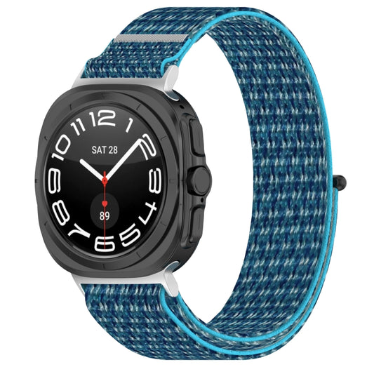 For Samsung Galaxy Watch Ultra 47mm Loop Nylon Hook and Loop Fastener Watch Band(Sea Blue) by bashfashion