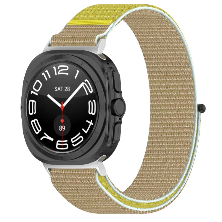 For Samsung Galaxy Watch Ultra 47mm Loop Nylon Hook and Loop Fastener Watch Band(Khaki Yellow) by bashfashion