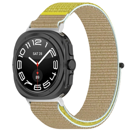 For Samsung Galaxy Watch Ultra 47mm Loop Nylon Hook and Loop Fastener Watch Band(Khaki Yellow) by bashfashion