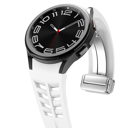 For Samsung Galaxy Watch FE 40mm Richard Magnetic Folding Silver Buckle Silicone Watch Band(White) by bashfashion
