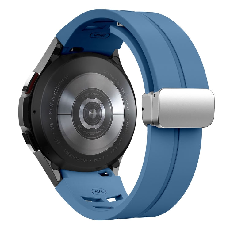 For Samsung Galaxy Watch FE 40mm Richard Magnetic Folding Silver Buckle Silicone Watch Band(Blue) by bashfashion