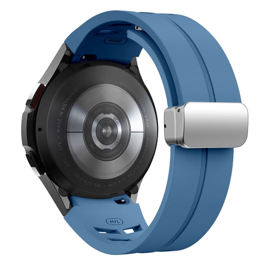 For Samsung Galaxy Watch FE 40mm Richard Magnetic Folding Silver Buckle Silicone Watch Band(Blue) by bashfashion