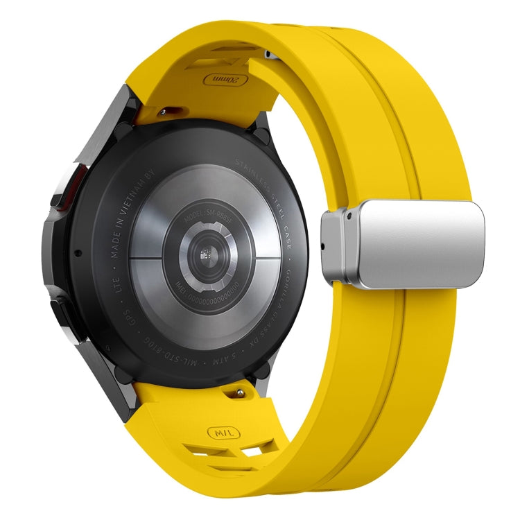For Samsung Galaxy Watch FE 40mm Richard Magnetic Folding Silver Buckle Silicone Watch Band(Yellow) by bashfashion