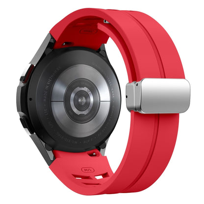 For Samsung Galaxy Watch FE 40mm Richard Magnetic Folding Silver Buckle Silicone Watch Band(Red) by bashfashion