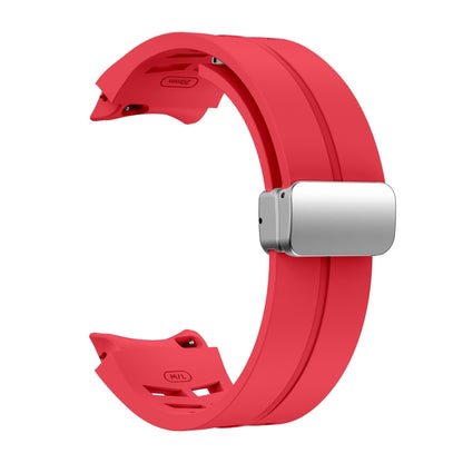 For Samsung Galaxy Watch FE 40mm Richard Magnetic Folding Silver Buckle Silicone Watch Band(Red) by bashfashion