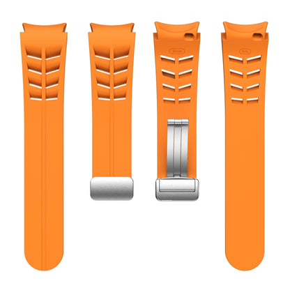 For Samsung Galaxy Watch FE 40mm Richard Magnetic Folding Silver Buckle Silicone Watch Band(Orange) by bashfashion