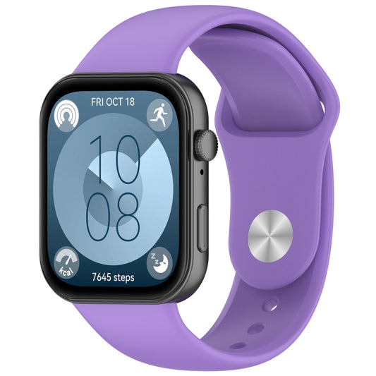For Huawei Watch Fit3 Solid Color Reverse Buckle Silicone Watch Band(Purple) by bashfashion