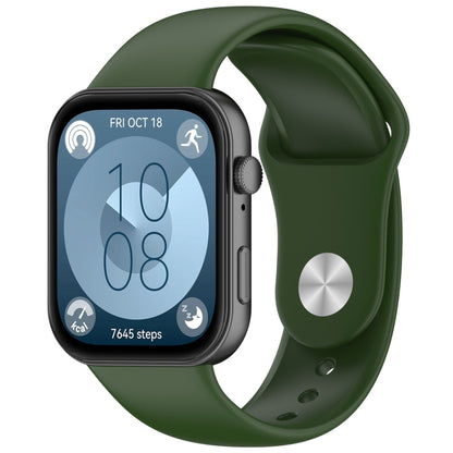 For Huawei Watch Fit3 Solid Color Reverse Buckle Silicone Watch Band(Army Green) by bashfashion