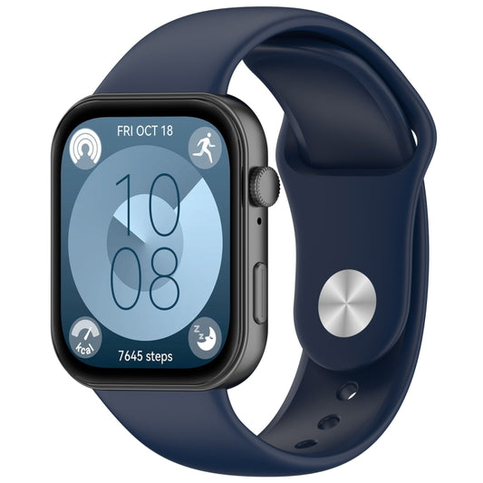 For Huawei Watch Fit3 Solid Color Reverse Buckle Silicone Watch Band(Midnight Blue) by bashfashion