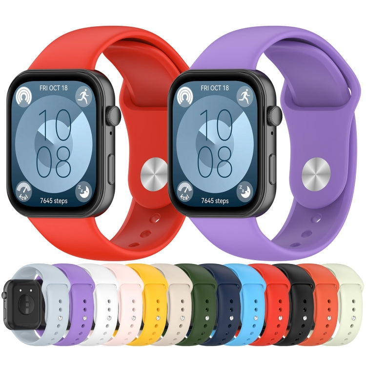 For Huawei Watch Fit3 Solid Color Reverse Buckle Silicone Watch Band(Orange) by bashfashion