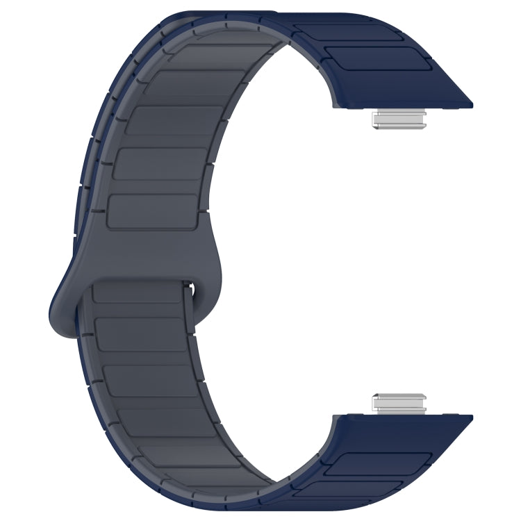 For Huawei Watch Fit3 Color Buckle Two Color Magnetic Silicone Watch Band(Midnight Blue Gray) by bashfashion