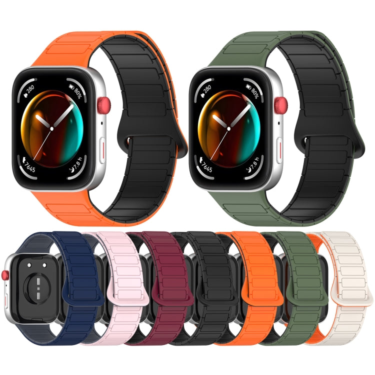 For Huawei Watch Fit3 Color Buckle Two Color Magnetic Silicone Watch Band(Midnight Blue Gray) by bashfashion